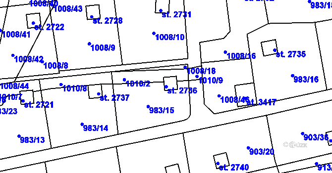 Parcela st. 2736 v KÚ Stará Role, Katastrální mapa