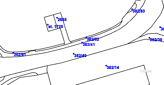 Parcela st. 382/41 v KÚ Stará Role, Katastrální mapa