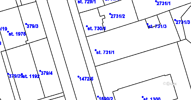 Parcela st. 731/1 v KÚ Stará Role, Katastrální mapa