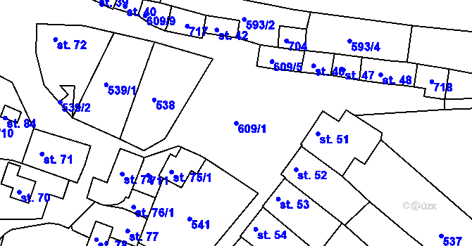 Parcela st. 609/1 v KÚ Stará Roveň, Katastrální mapa
