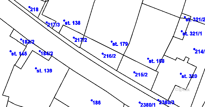 Parcela st. 216/2 v KÚ Stará Říše, Katastrální mapa