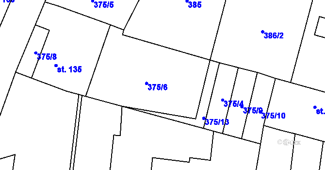 Parcela st. 375/6 v KÚ Stará Říše, Katastrální mapa