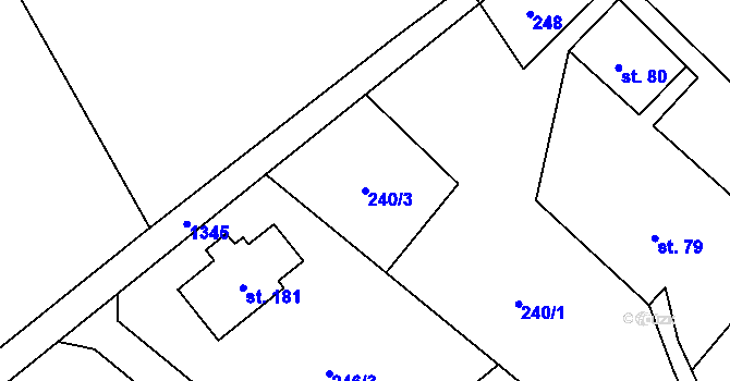 Parcela st. 240/3 v KÚ Stará Ves u Vysokého nad Jizerou, Katastrální mapa