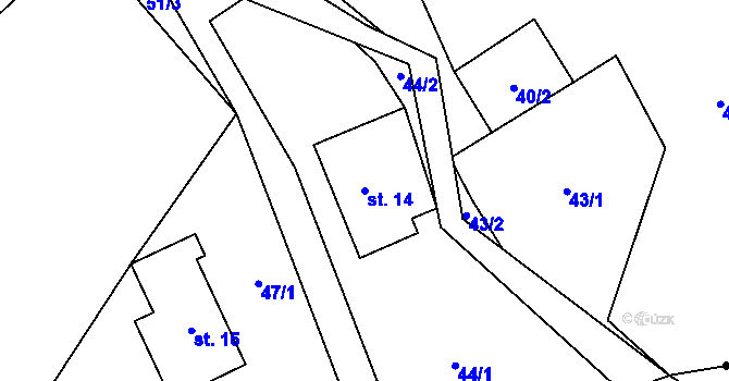 Parcela st. 14 v KÚ Stará Ves u Rýmařova, Katastrální mapa