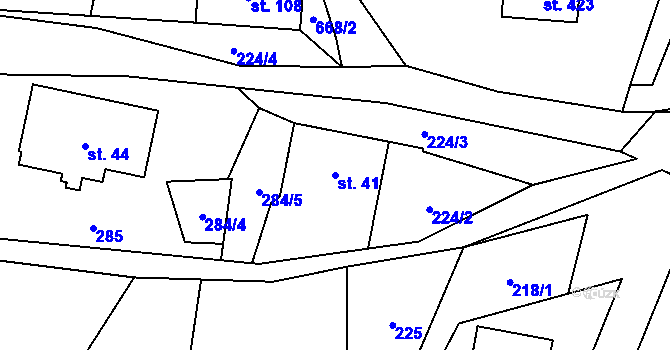 Parcela st. 41 v KÚ Stará Ves u Rýmařova, Katastrální mapa