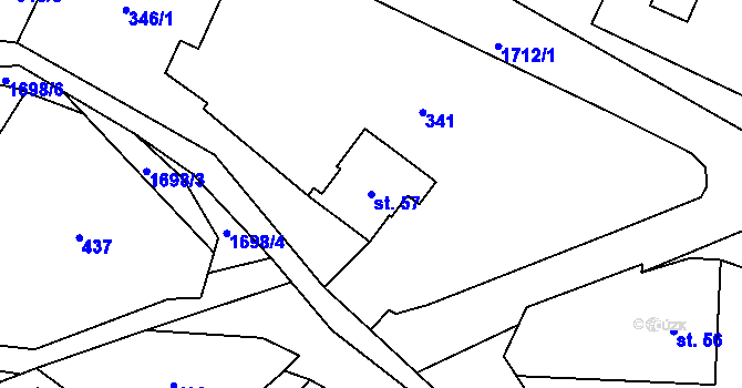 Parcela st. 57 v KÚ Stará Ves u Rýmařova, Katastrální mapa