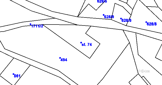 Parcela st. 74 v KÚ Stará Ves u Rýmařova, Katastrální mapa