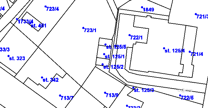 Parcela st. 125/1 v KÚ Stará Ves u Rýmařova, Katastrální mapa