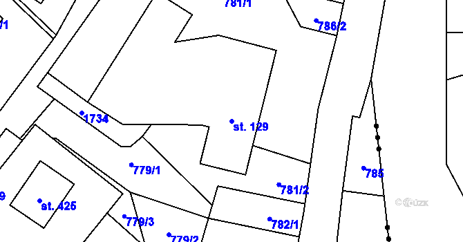 Parcela st. 129 v KÚ Stará Ves u Rýmařova, Katastrální mapa