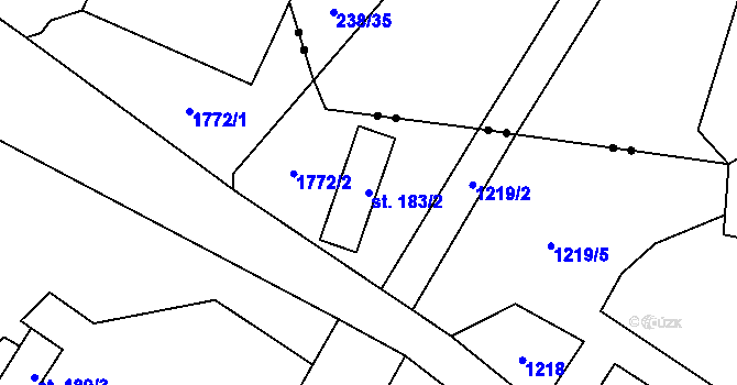 Parcela st. 183/2 v KÚ Stará Ves u Rýmařova, Katastrální mapa