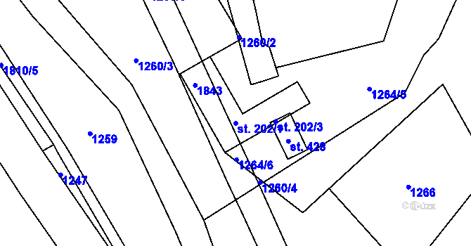 Parcela st. 202/1 v KÚ Stará Ves u Rýmařova, Katastrální mapa