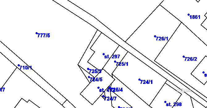Parcela st. 297 v KÚ Stará Ves u Rýmařova, Katastrální mapa