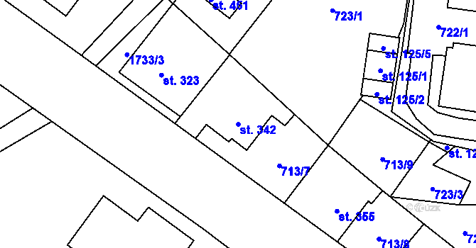 Parcela st. 342 v KÚ Stará Ves u Rýmařova, Katastrální mapa
