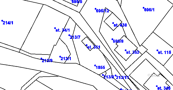 Parcela st. 351 v KÚ Stará Ves u Rýmařova, Katastrální mapa