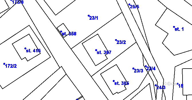 Parcela st. 387 v KÚ Stará Ves u Rýmařova, Katastrální mapa