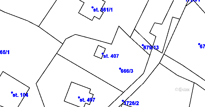 Parcela st. 407 v KÚ Stará Ves u Rýmařova, Katastrální mapa