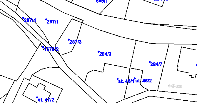 Parcela st. 284/3 v KÚ Stará Ves u Rýmařova, Katastrální mapa