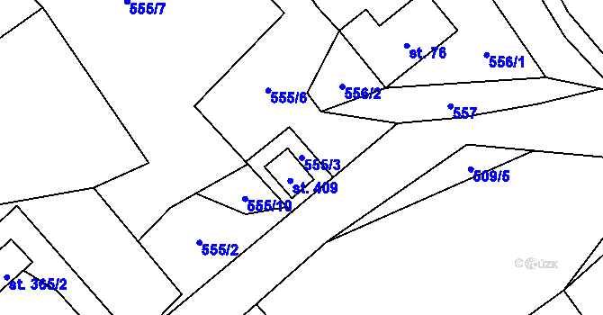 Parcela st. 555/3 v KÚ Stará Ves u Rýmařova, Katastrální mapa