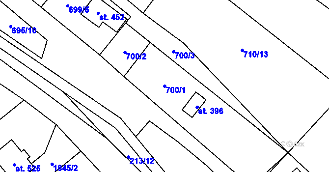 Parcela st. 700/1 v KÚ Stará Ves u Rýmařova, Katastrální mapa