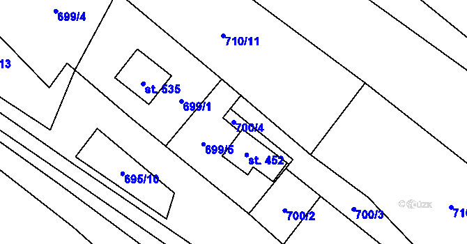 Parcela st. 700/4 v KÚ Stará Ves u Rýmařova, Katastrální mapa