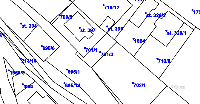 Parcela st. 701/3 v KÚ Stará Ves u Rýmařova, Katastrální mapa