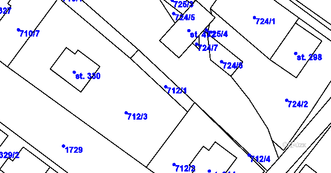 Parcela st. 712/1 v KÚ Stará Ves u Rýmařova, Katastrální mapa