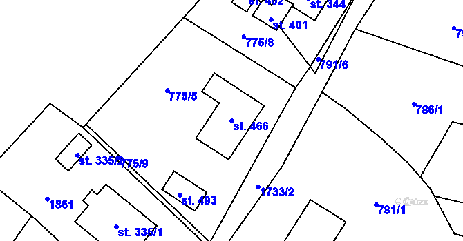 Parcela st. 466 v KÚ Stará Ves u Rýmařova, Katastrální mapa