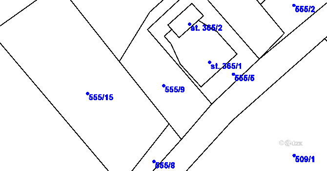 Parcela st. 555/9 v KÚ Stará Ves u Rýmařova, Katastrální mapa