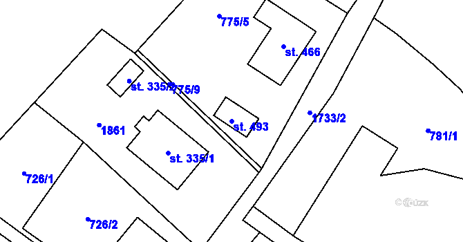 Parcela st. 493 v KÚ Stará Ves u Rýmařova, Katastrální mapa