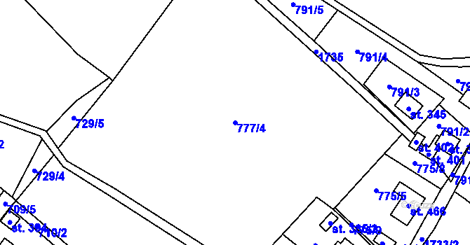 Parcela st. 777/4 v KÚ Stará Ves u Rýmařova, Katastrální mapa