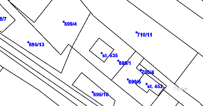 Parcela st. 535 v KÚ Stará Ves u Rýmařova, Katastrální mapa