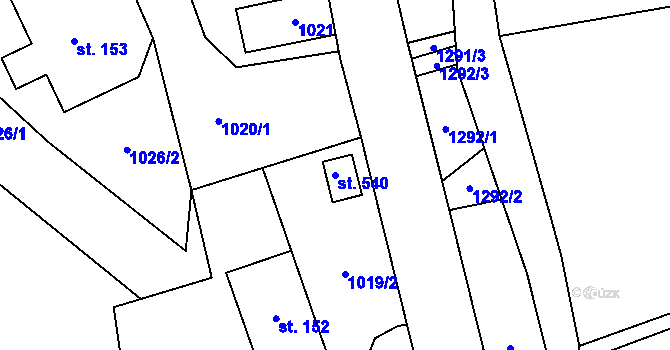 Parcela st. 540 v KÚ Stará Ves u Rýmařova, Katastrální mapa