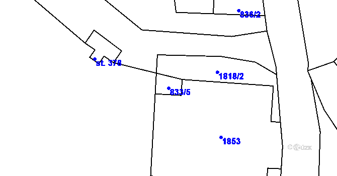 Parcela st. 833/5 v KÚ Stará Ves u Rýmařova, Katastrální mapa