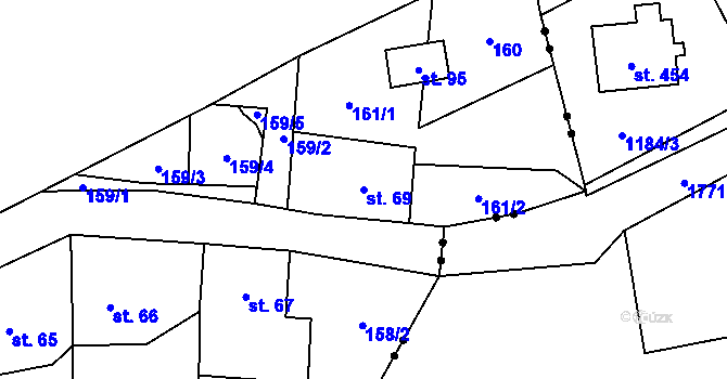 Parcela st. 69 v KÚ Žďárský Potok, Katastrální mapa