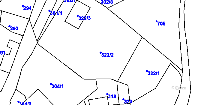Parcela st. 322/2 v KÚ Stará Ves u Přerova, Katastrální mapa