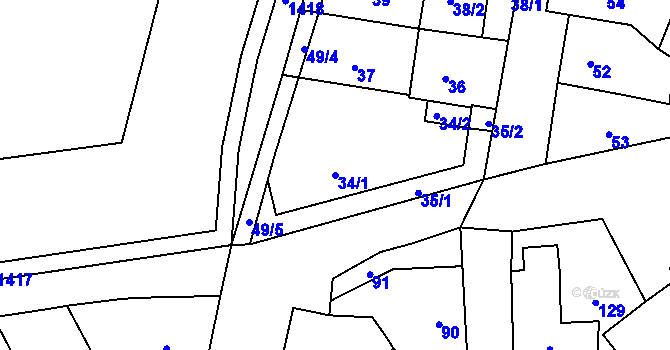 Parcela st. 34/1 v KÚ Stará Ves u Přerova, Katastrální mapa