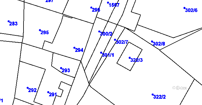Parcela st. 301/1 v KÚ Stará Ves u Přerova, Katastrální mapa
