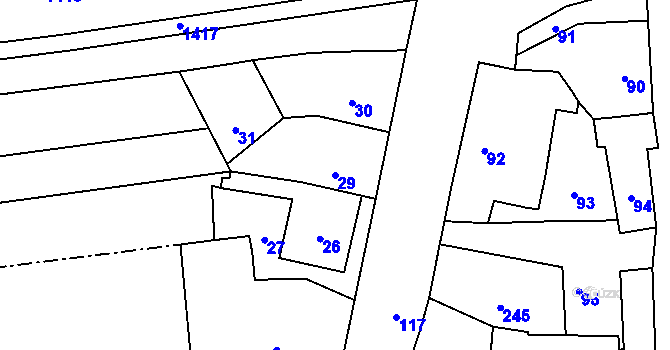 Parcela st. 29 v KÚ Stará Ves u Přerova, Katastrální mapa