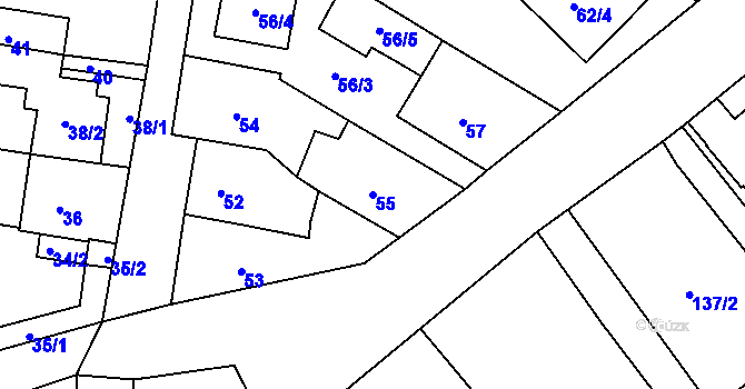 Parcela st. 55 v KÚ Stará Ves u Přerova, Katastrální mapa