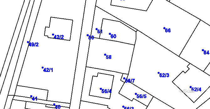 Parcela st. 58 v KÚ Stará Ves u Přerova, Katastrální mapa