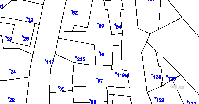 Parcela st. 95 v KÚ Stará Ves u Přerova, Katastrální mapa