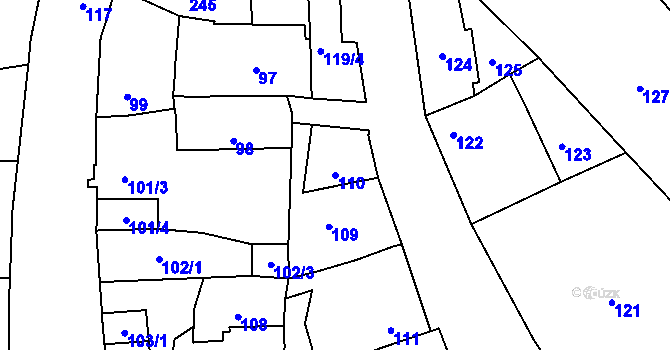 Parcela st. 110 v KÚ Stará Ves u Přerova, Katastrální mapa