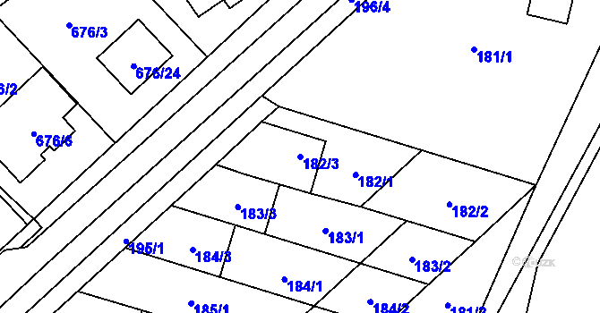 Parcela st. 182/3 v KÚ Stará Ves u Přerova, Katastrální mapa