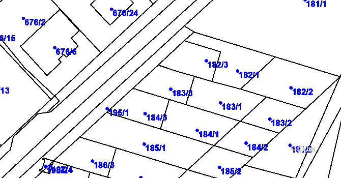Parcela st. 183/3 v KÚ Stará Ves u Přerova, Katastrální mapa
