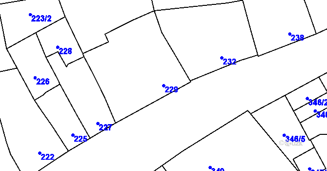 Parcela st. 229 v KÚ Stará Ves u Přerova, Katastrální mapa