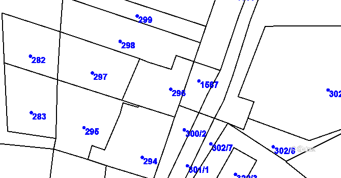 Parcela st. 296 v KÚ Stará Ves u Přerova, Katastrální mapa
