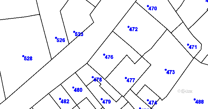 Parcela st. 476 v KÚ Stará Ves u Přerova, Katastrální mapa