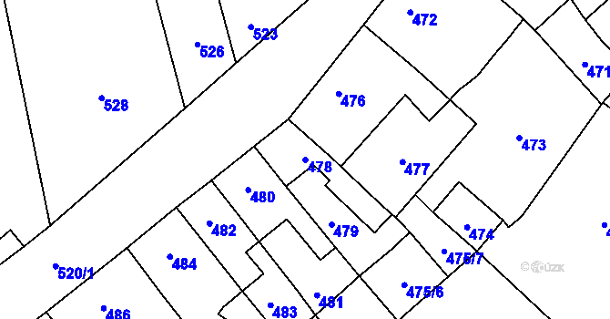 Parcela st. 478 v KÚ Stará Ves u Přerova, Katastrální mapa
