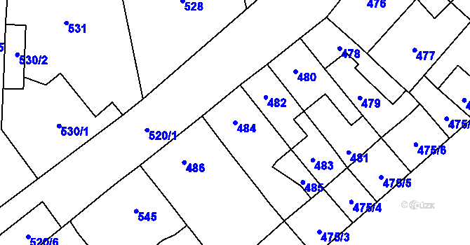 Parcela st. 484 v KÚ Stará Ves u Přerova, Katastrální mapa