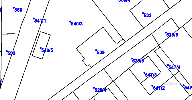 Parcela st. 539 v KÚ Stará Ves u Přerova, Katastrální mapa